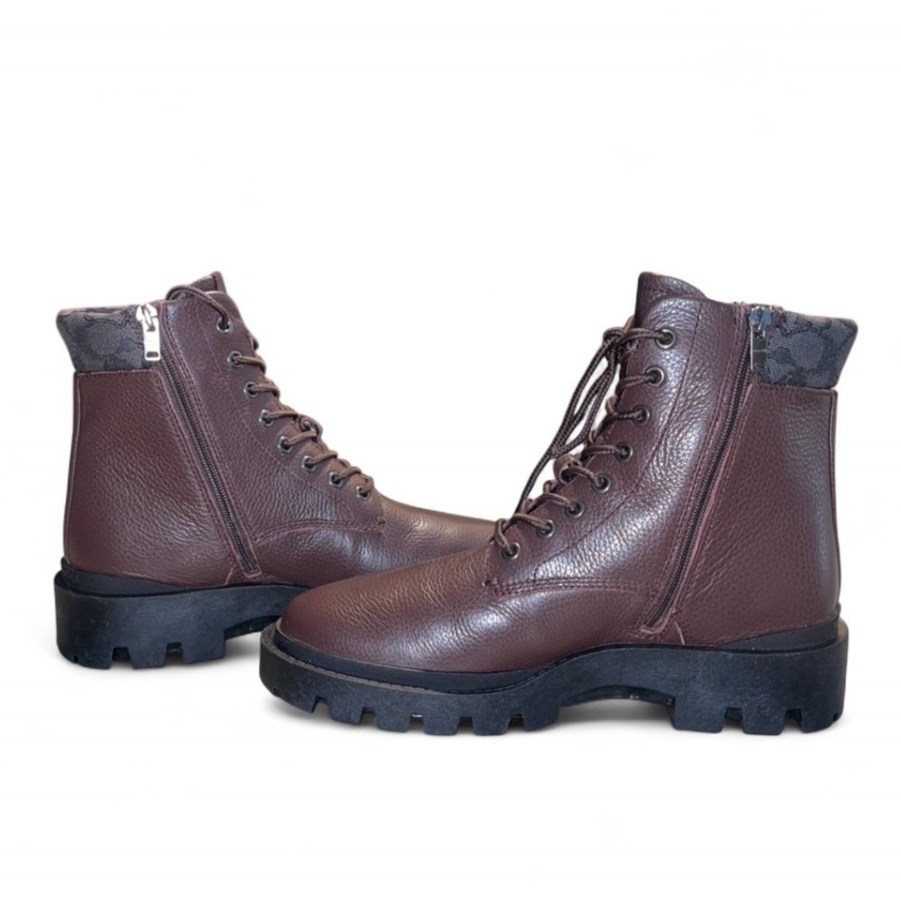 Coach Brown Leather Lace-Up Boots - Picture 3 of 7